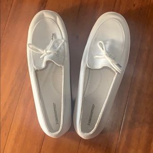 White Canvas Loafers Size 9